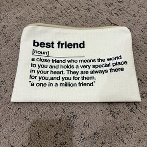 Cream Zipper Pouch with Best Friend Quote